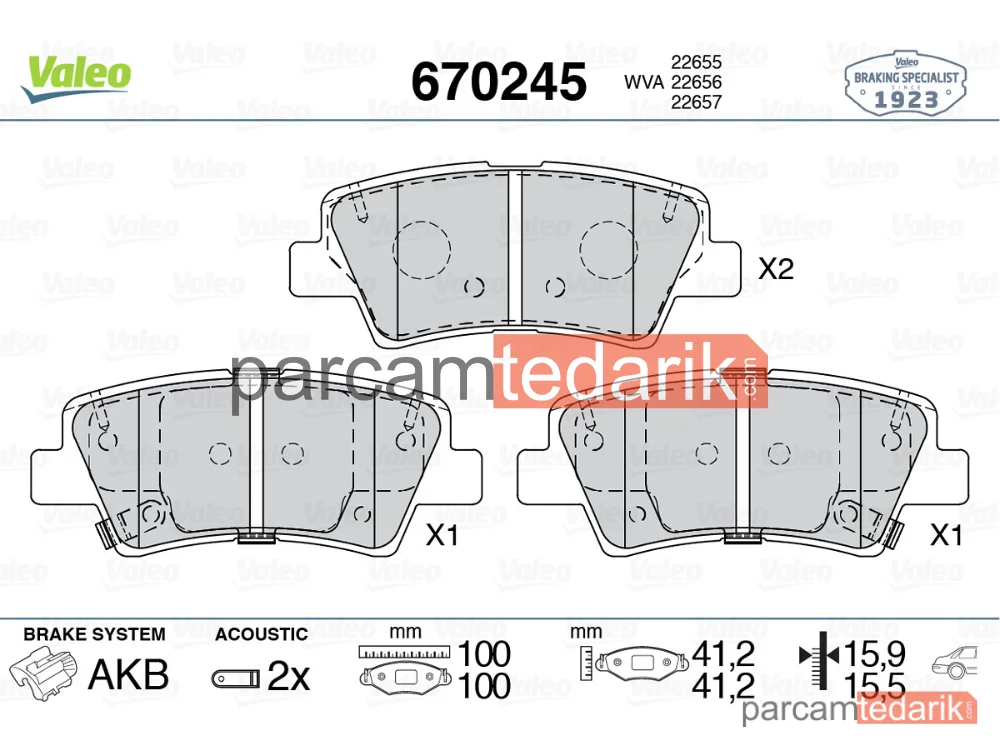 670245 | Fren Balatası (Arka) — Hyundai Tucson, Kia Sportage IV